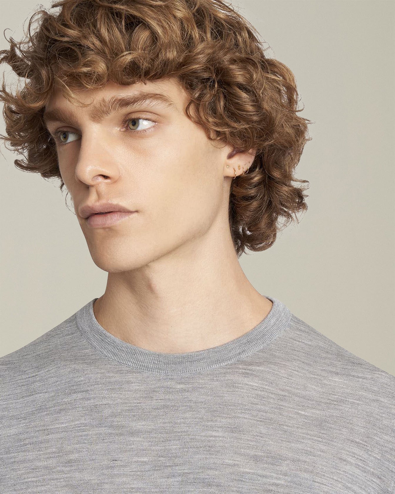 Kiton Diamante Blu Woll Pullover Hellgrau Rundhals