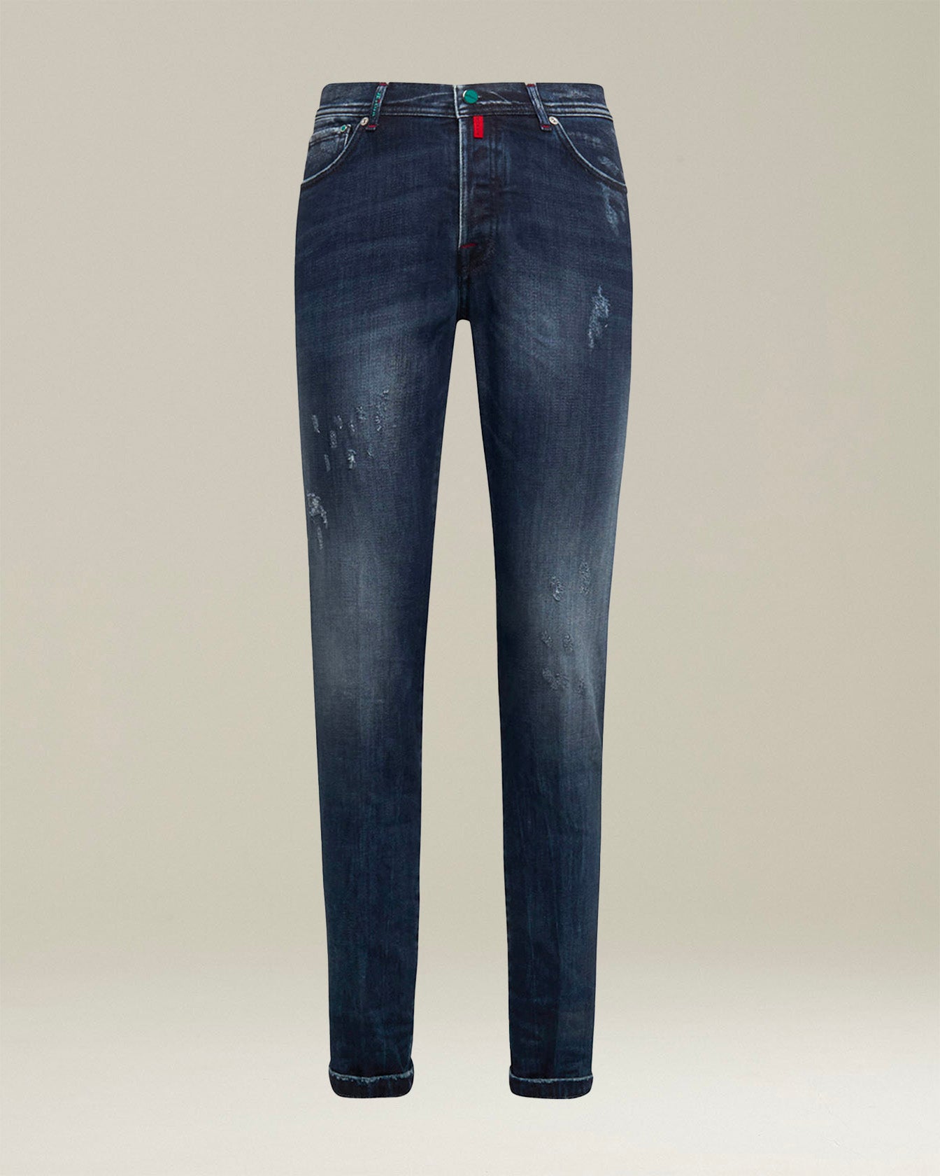 Kiton Pantaloni Cotone Jeans Dunkelblau Slim Baumwolle
