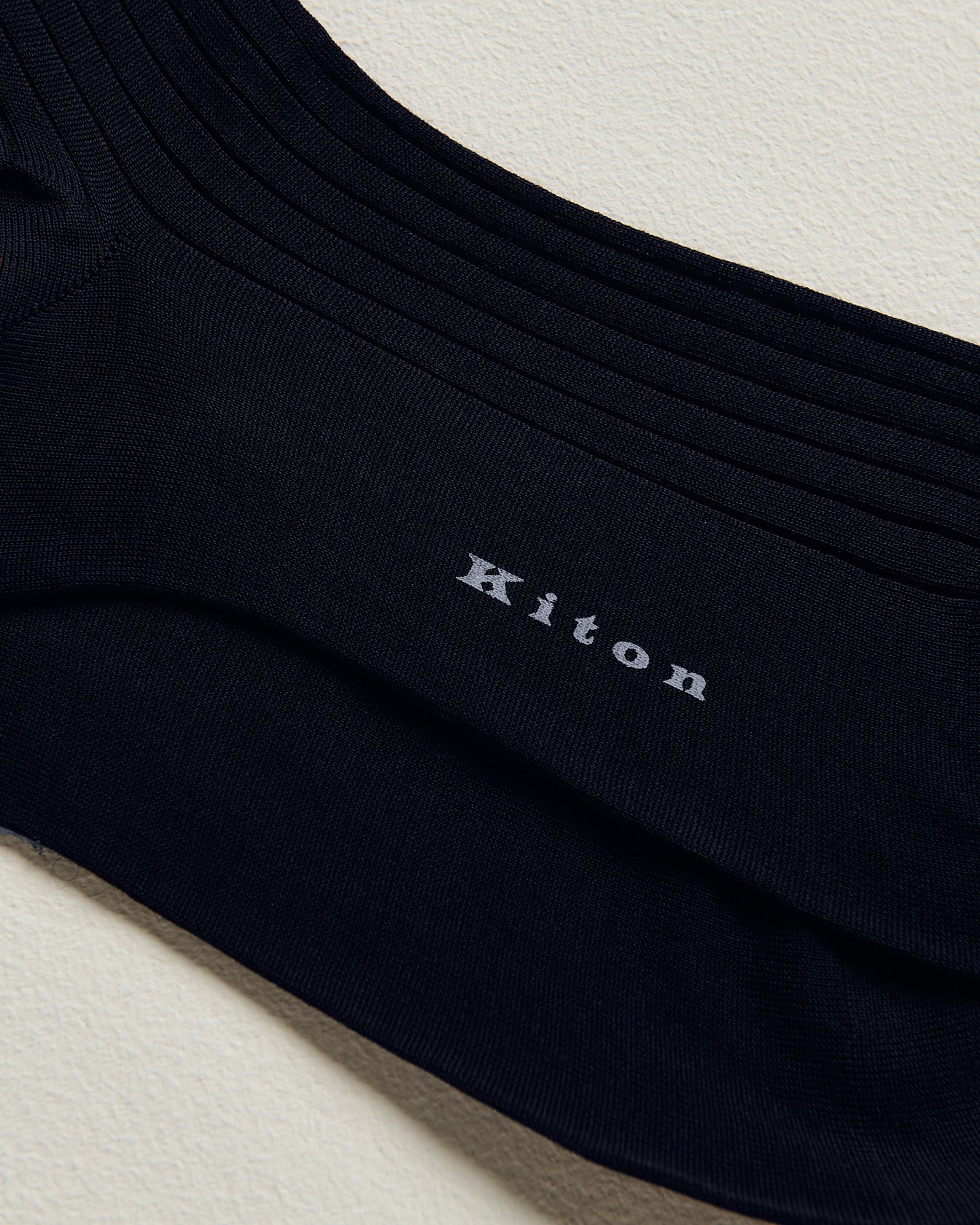 Kiton Socken lang Baumwollsocken navy gerippt Gr. 43