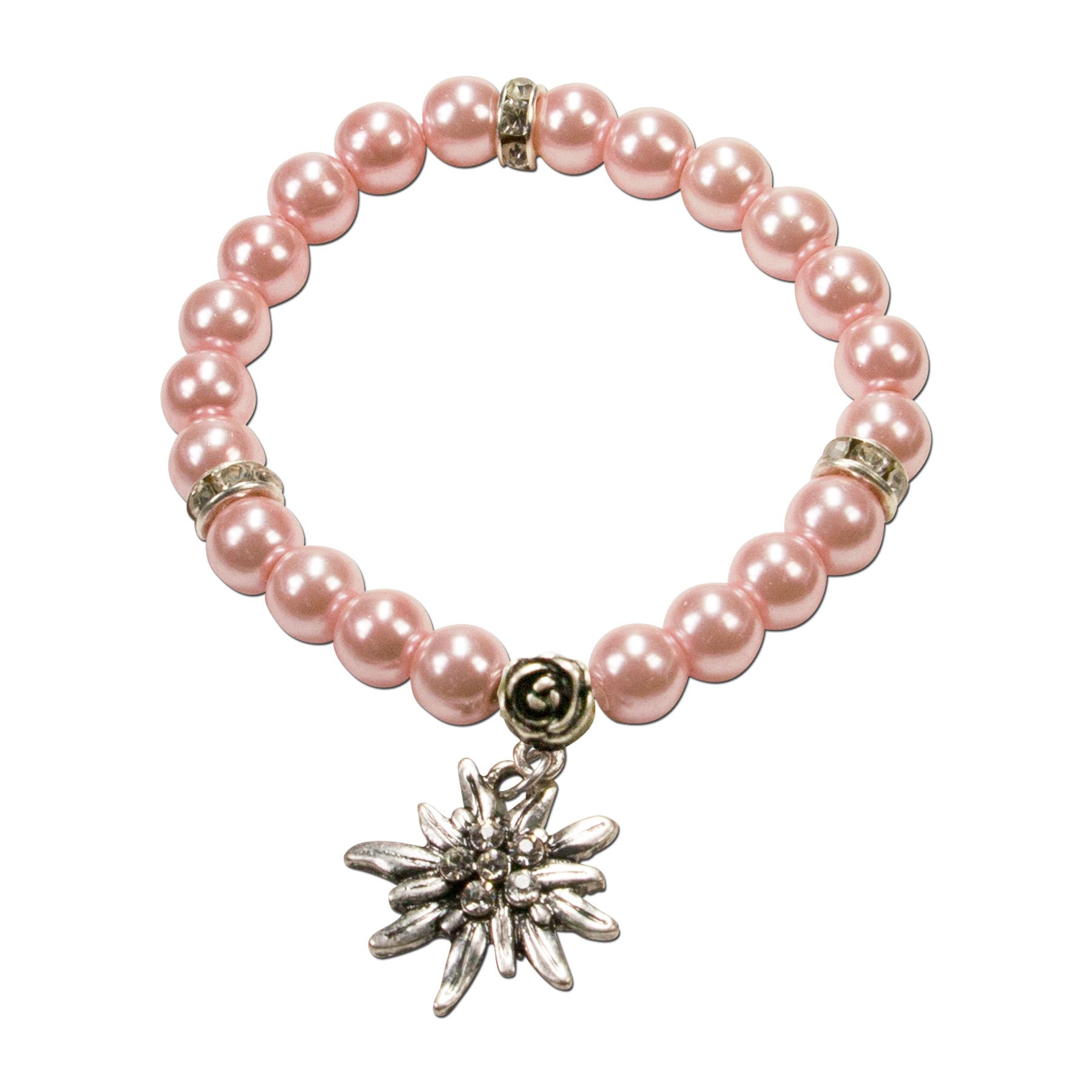 Alpenflüstern DAHEIM Fiona Armband Wachsperlen Rosé-Rosa Edelweiß