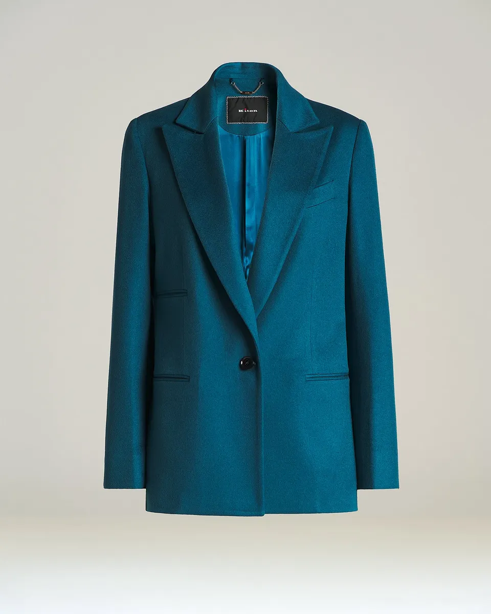 Kiton Jackets Blazer Kaschmir Blau Einreihig Größe 46