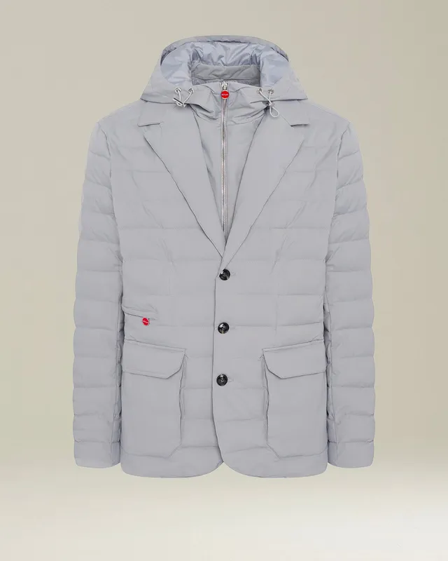 Kiton Jackets Jacke grau Technik-Seide Kapuze Stepp