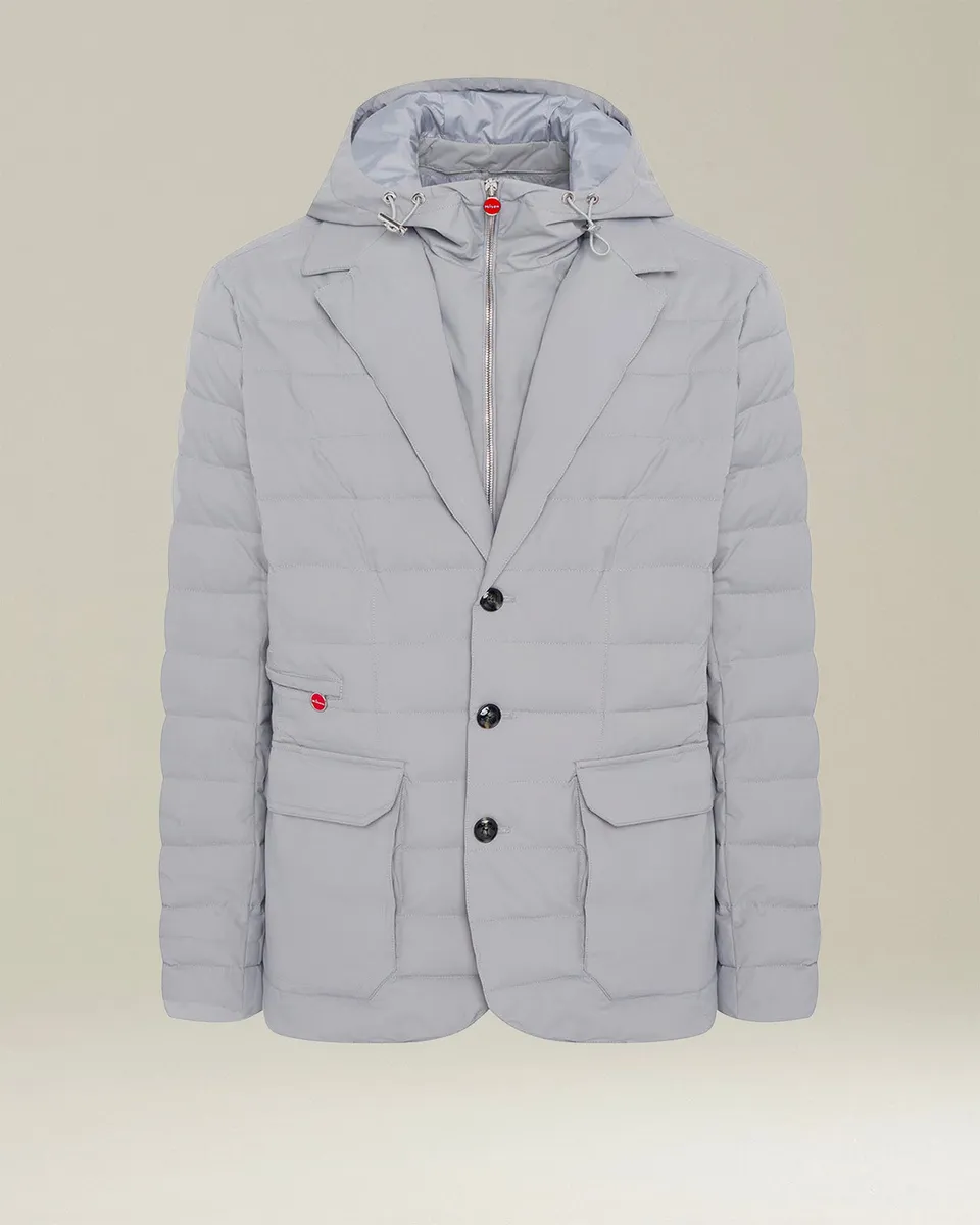 Kiton Jackets Jacke grau Technik-Seide Kapuze Stepp