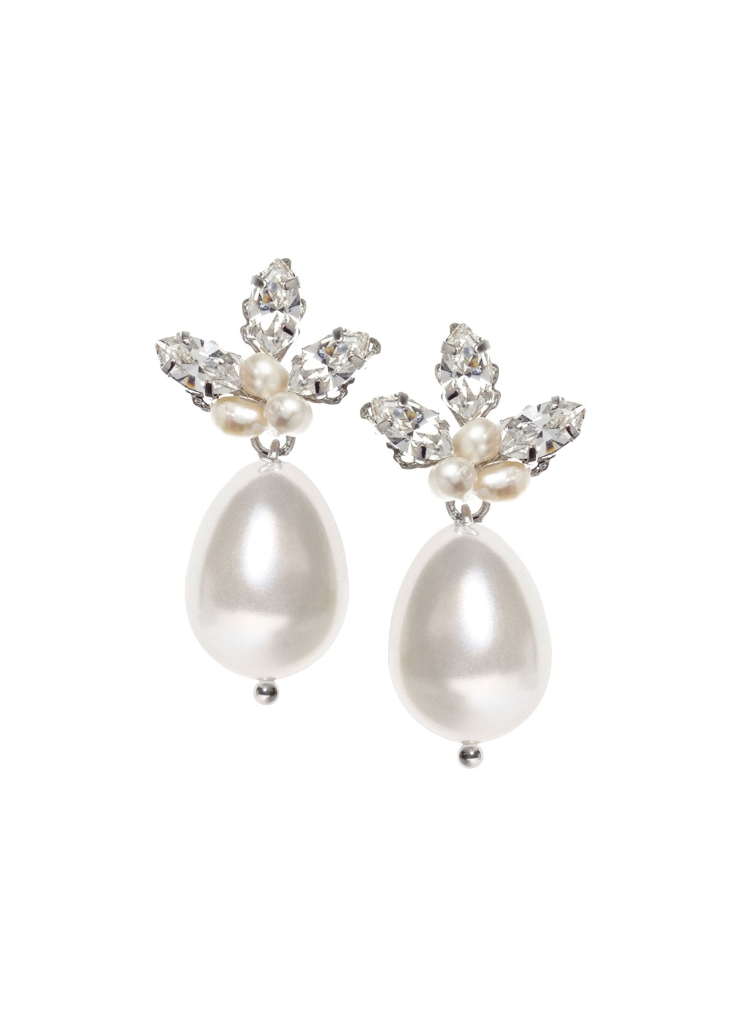 Elizabeth Bower Bridal Drop Lily Bauble Ohrringe Clip Rhodium Perle