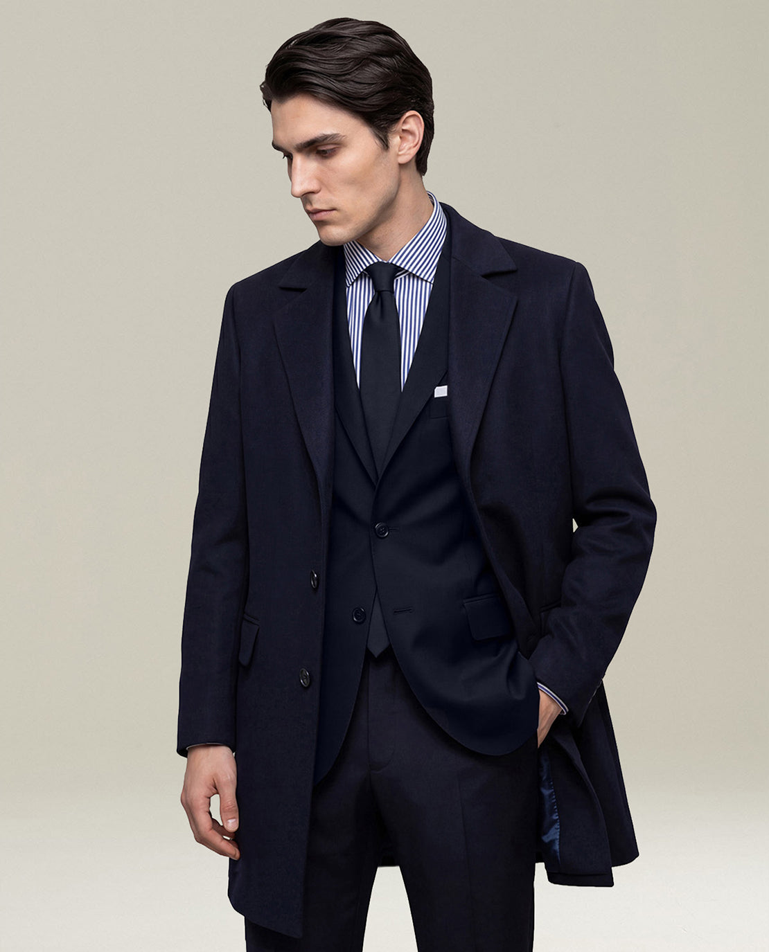 Kiton Outerwear Blue Single-Breasted Cashmere Mantel blau Kaschmir