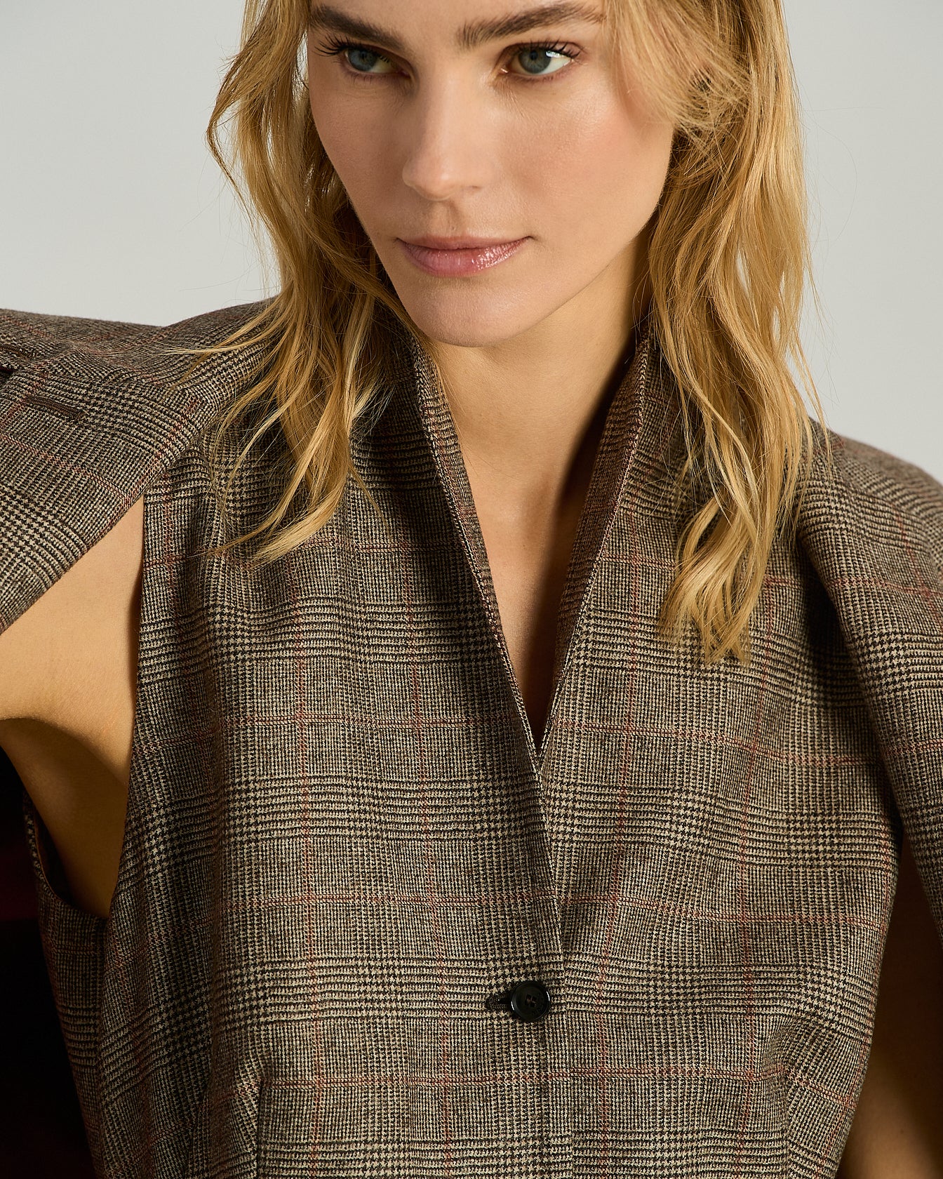 Kiton Gilet Weste Wolle rost Prince of Wales Damen