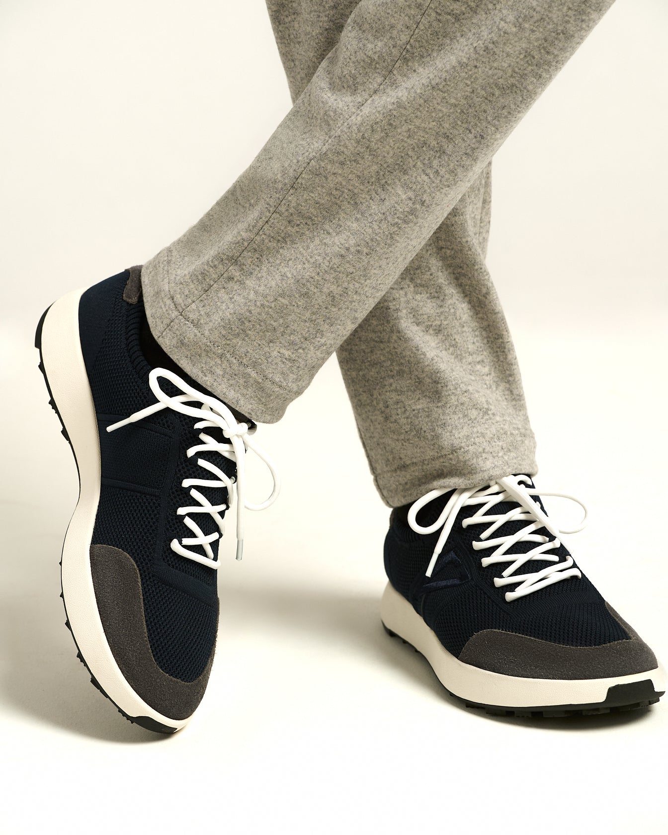 Kiton Blue Cotton Sneakers Baumwolle Blau Kalbsleder Herren
