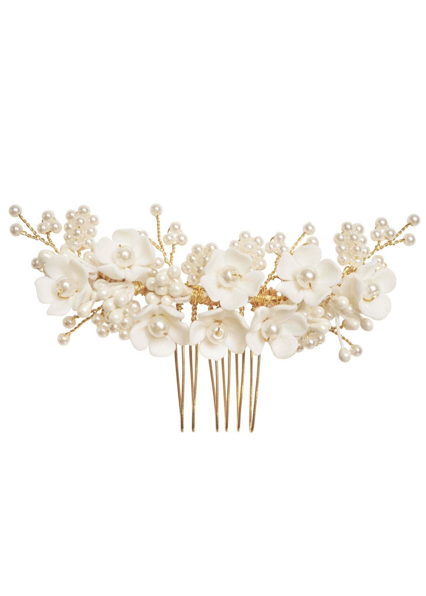 Elizabeth Bower Snowdrop Mini Haarkamm Gold Keramik