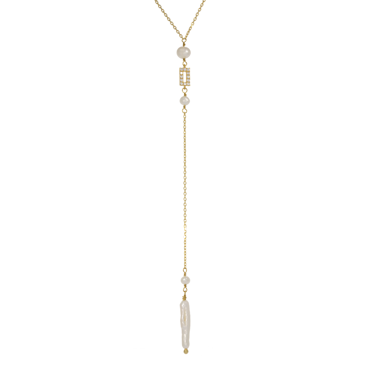 Juvelan High Art Rückenkette Perlen 67 cm Silber