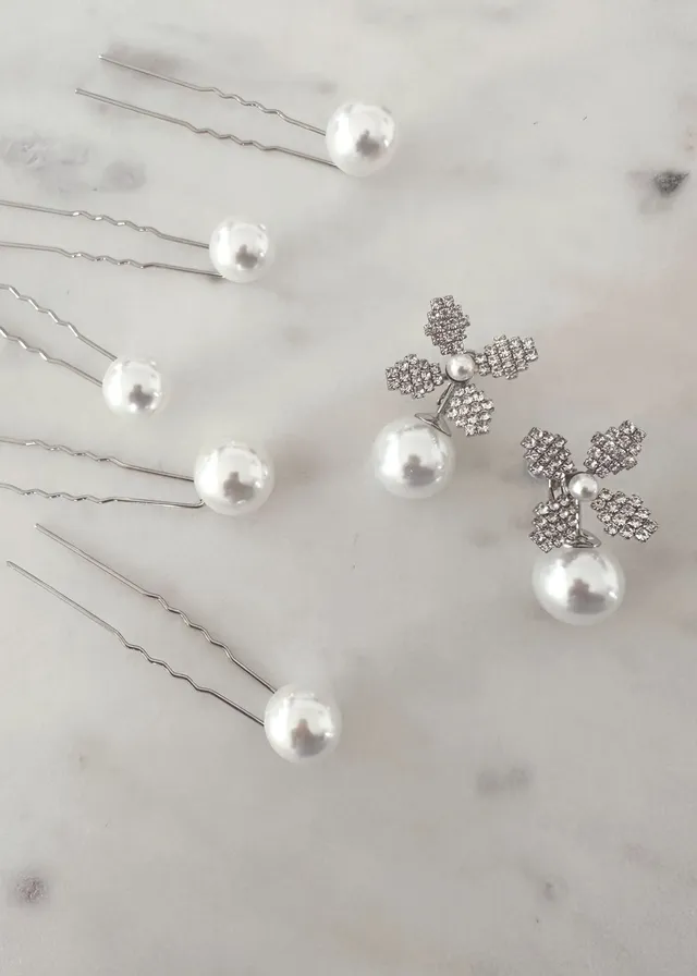Elizabeth Bower June Pearl Bubble Set Perlen Rhodium