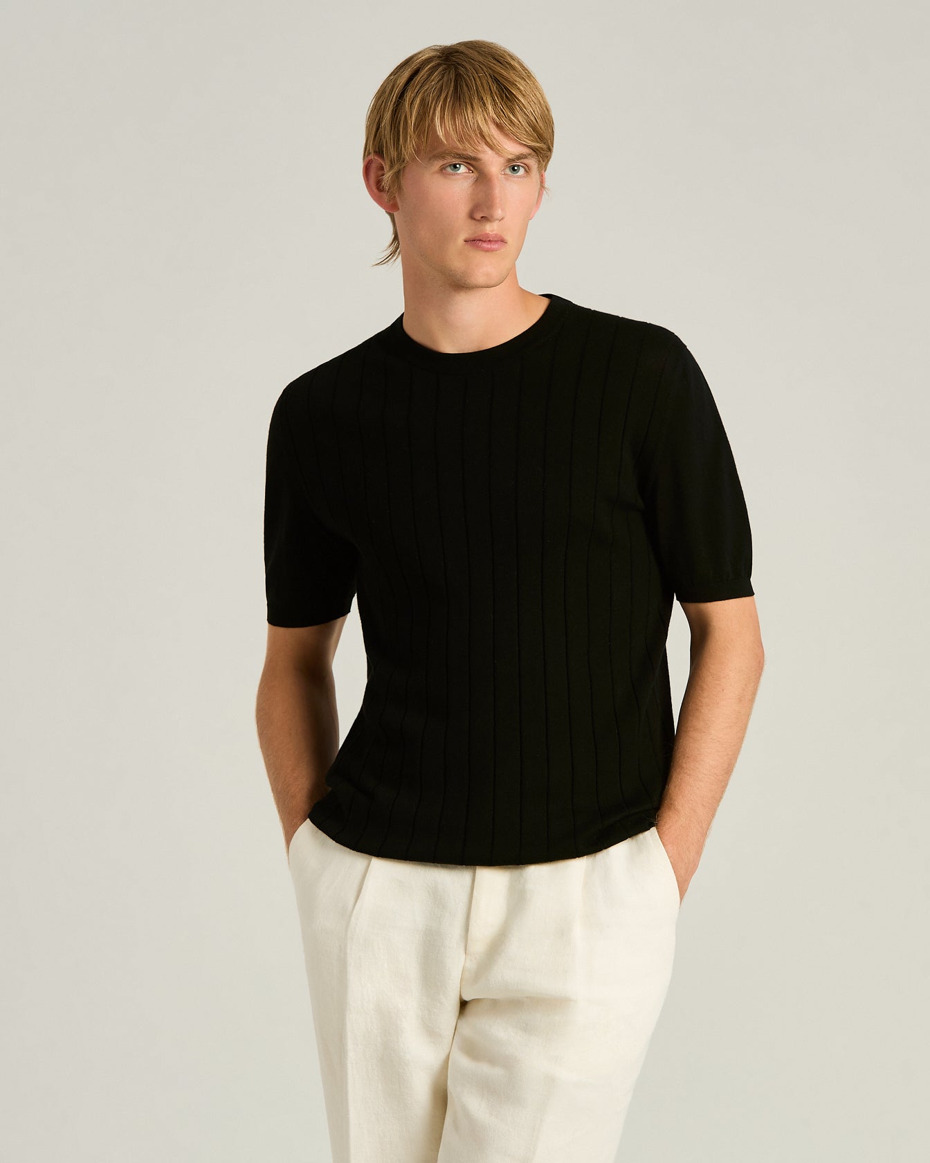 Kiton Knitwear T-Shirt Baumwolle schwarz Gr.M Rundhals