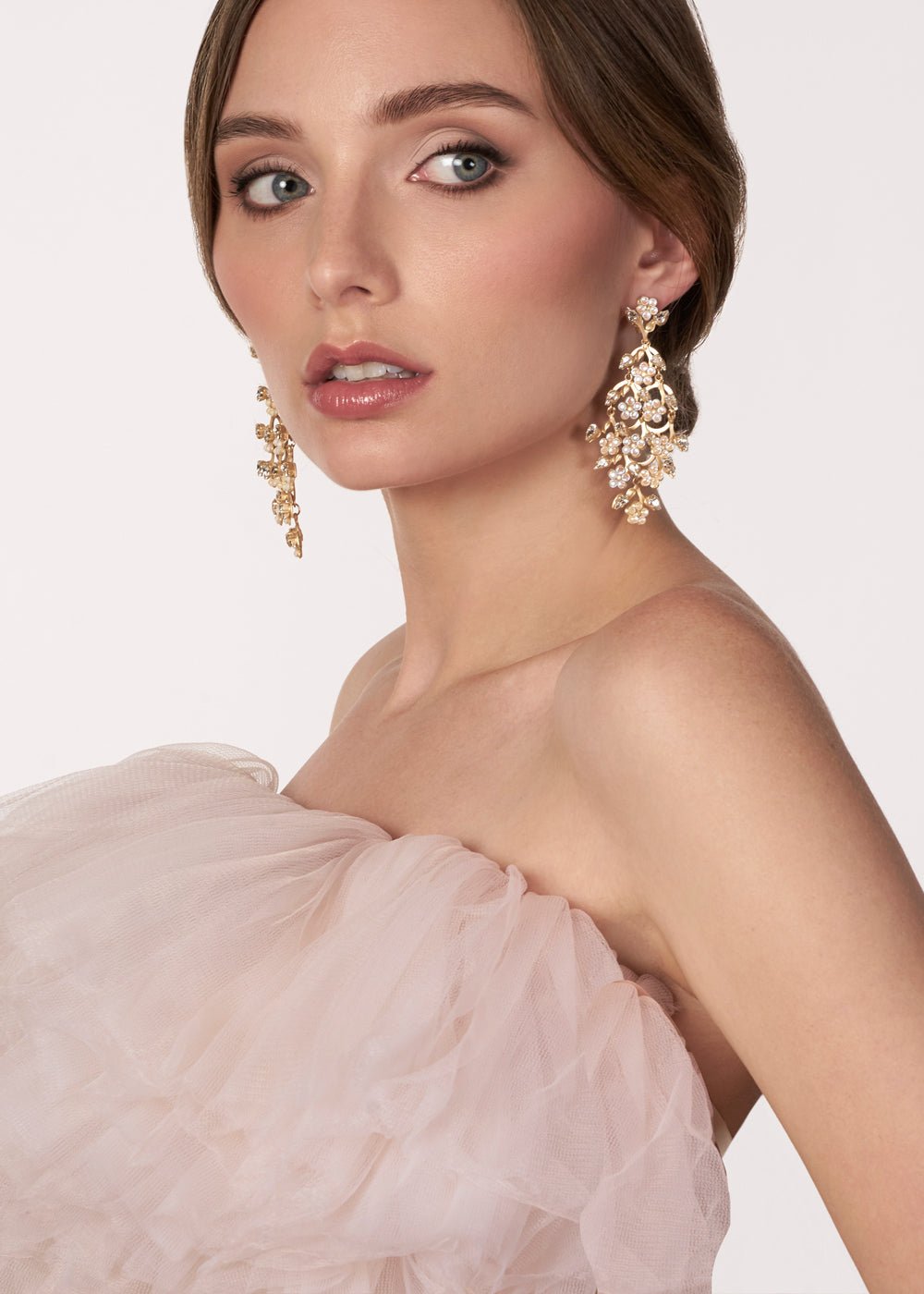 Elizabeth Bower Sakura Dew Ohrringe Tropfen Gold Kristall