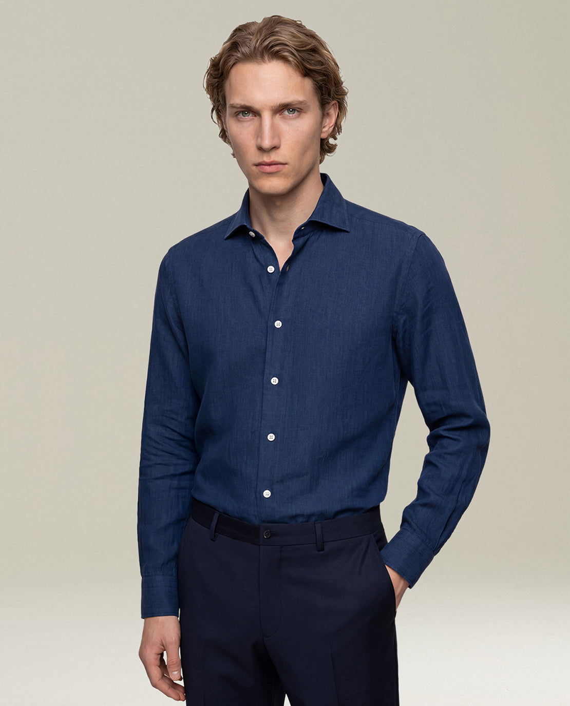 Kiton Shirts Blue Denim Hemd 40 blaue Baumwolle