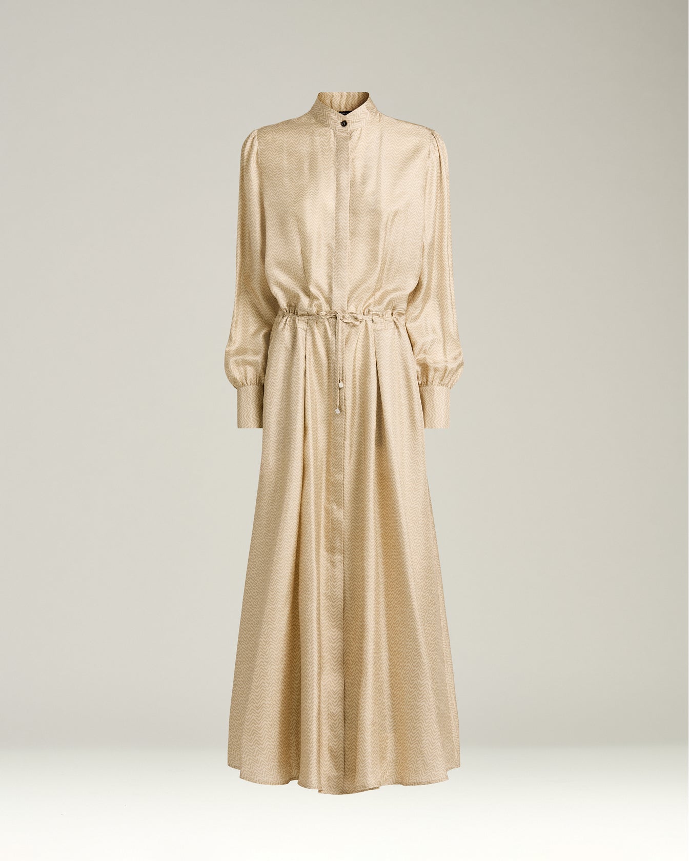 Kiton Dresses Beige Printed Silk Midi Blusenkleid Größe 40