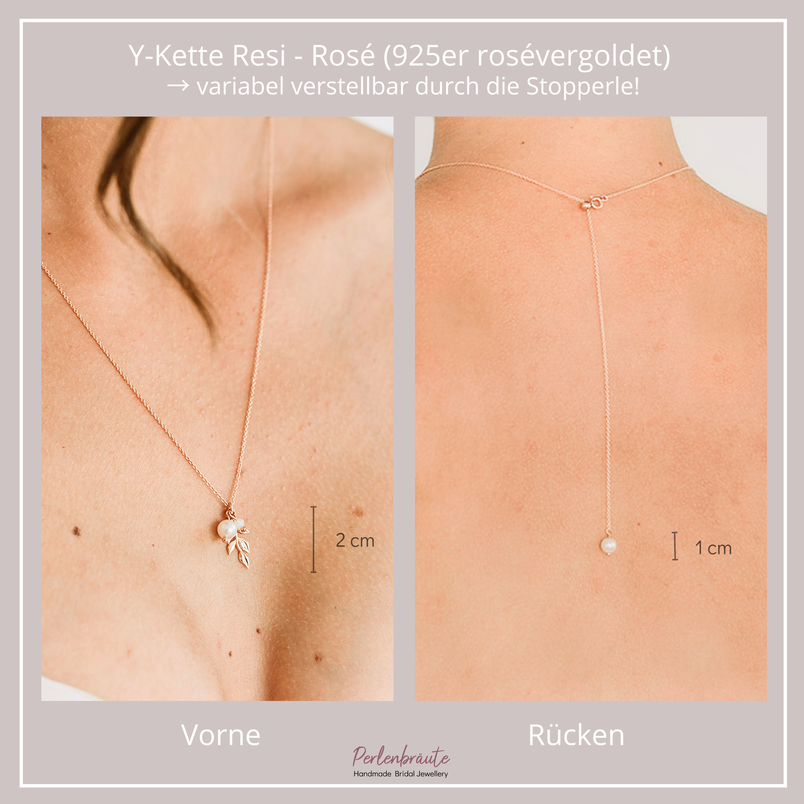 Perlenbräute Resi Y-Kette Halskette Gold 68 cm Perlen