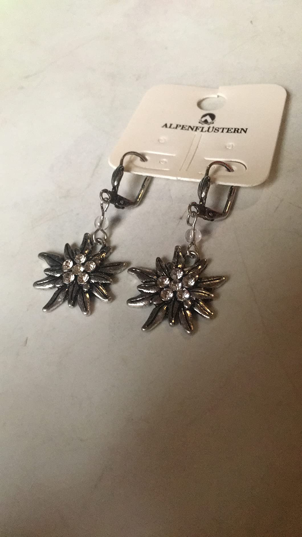 Alpenflüstern Daheim DOR008 Ohrhänger klar-kristall Strass-Edelweiß