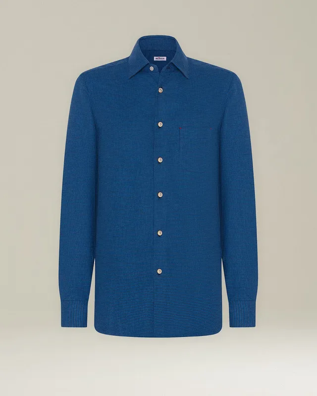 Kiton Nerano Flanell Hemd Hahnentritt Gr. 40