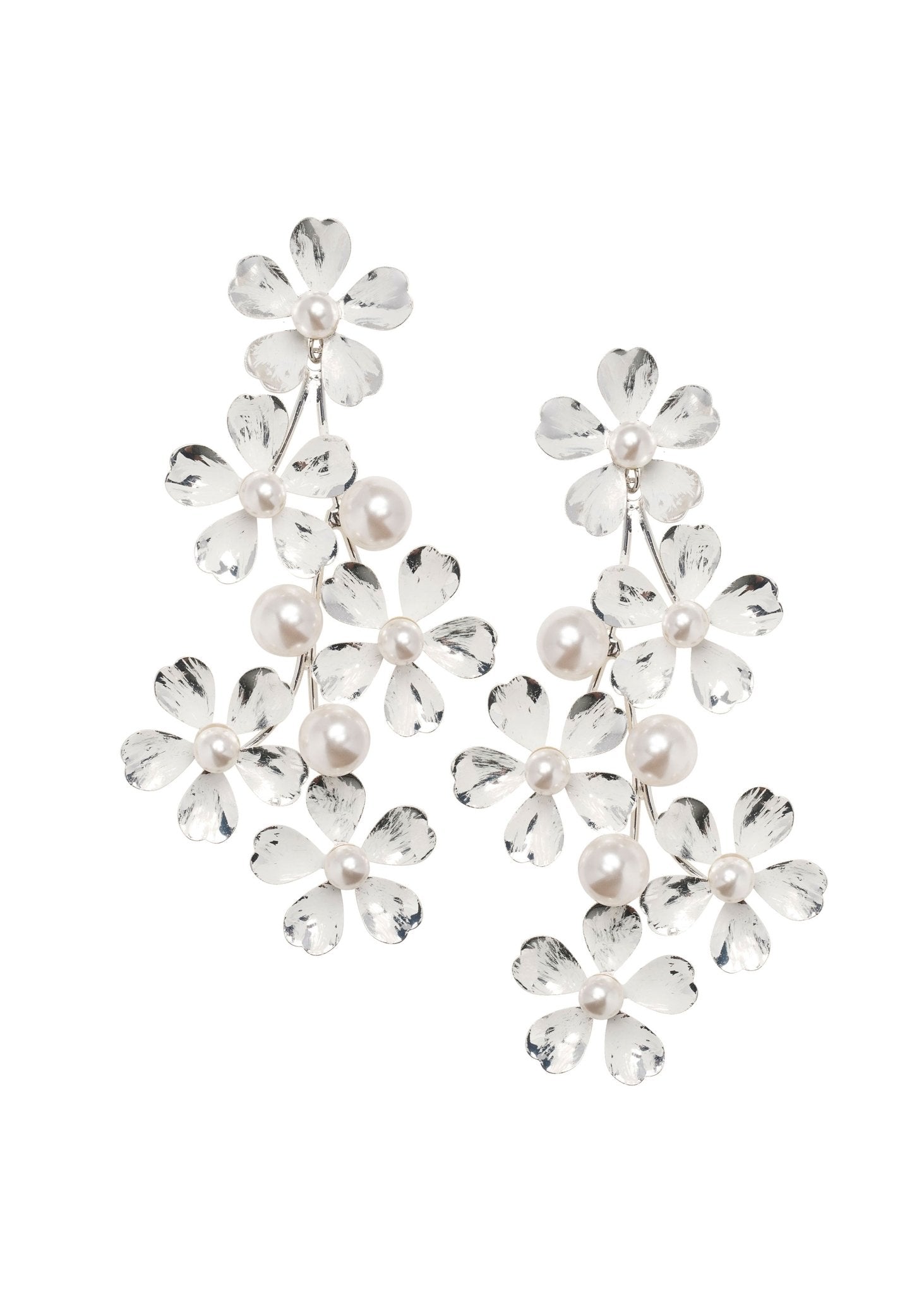 Elizabeth Bower Daisy Pearl Drop Ohrringe Blumen Gold