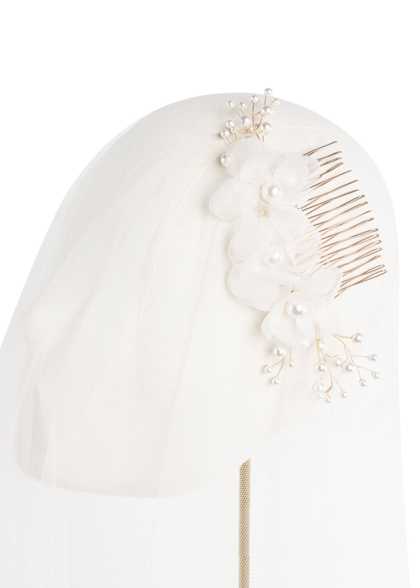 Elizabeth Bower Flutter Pearl Haarkamm Perle Ivory Rhodium