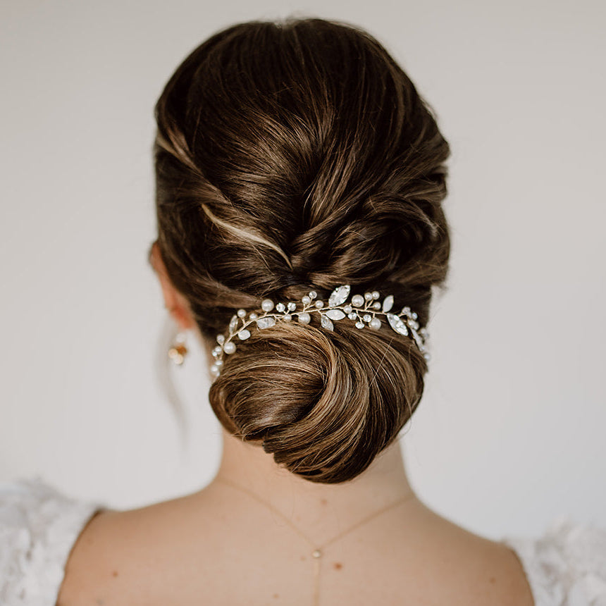 Perlenbräute Luise Headpiece Perlen Kristalle Haarband silber