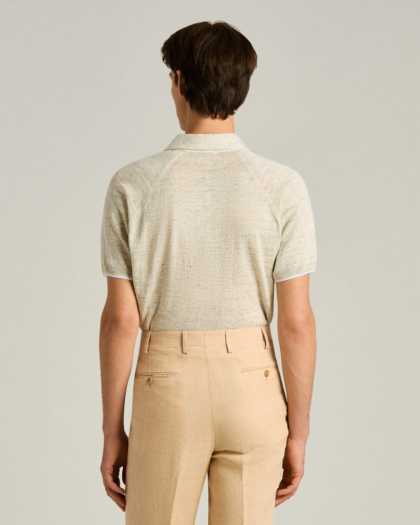 Kiton Polo T-Shirt Polo grau Leinen Kurzarm