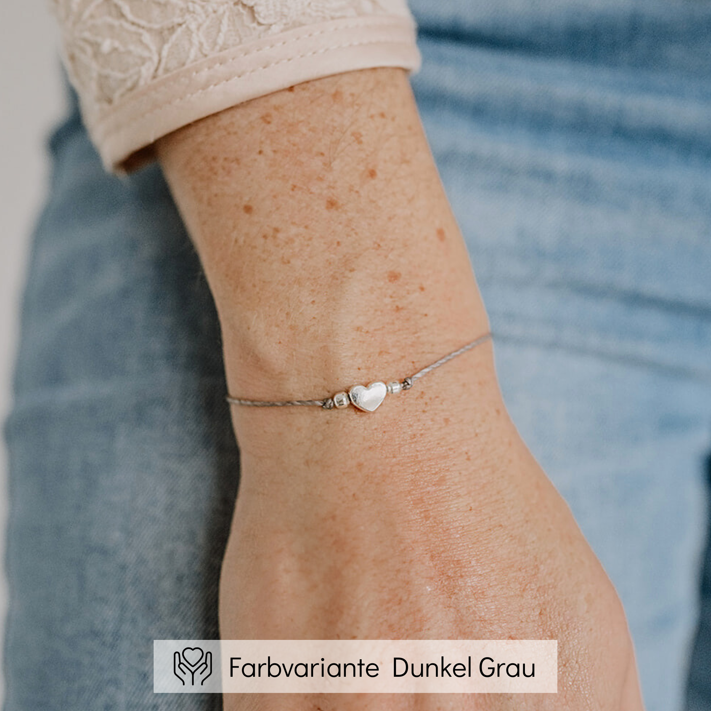 Perlenbräute Trauzeugin Armband Gold mit Karte Grau