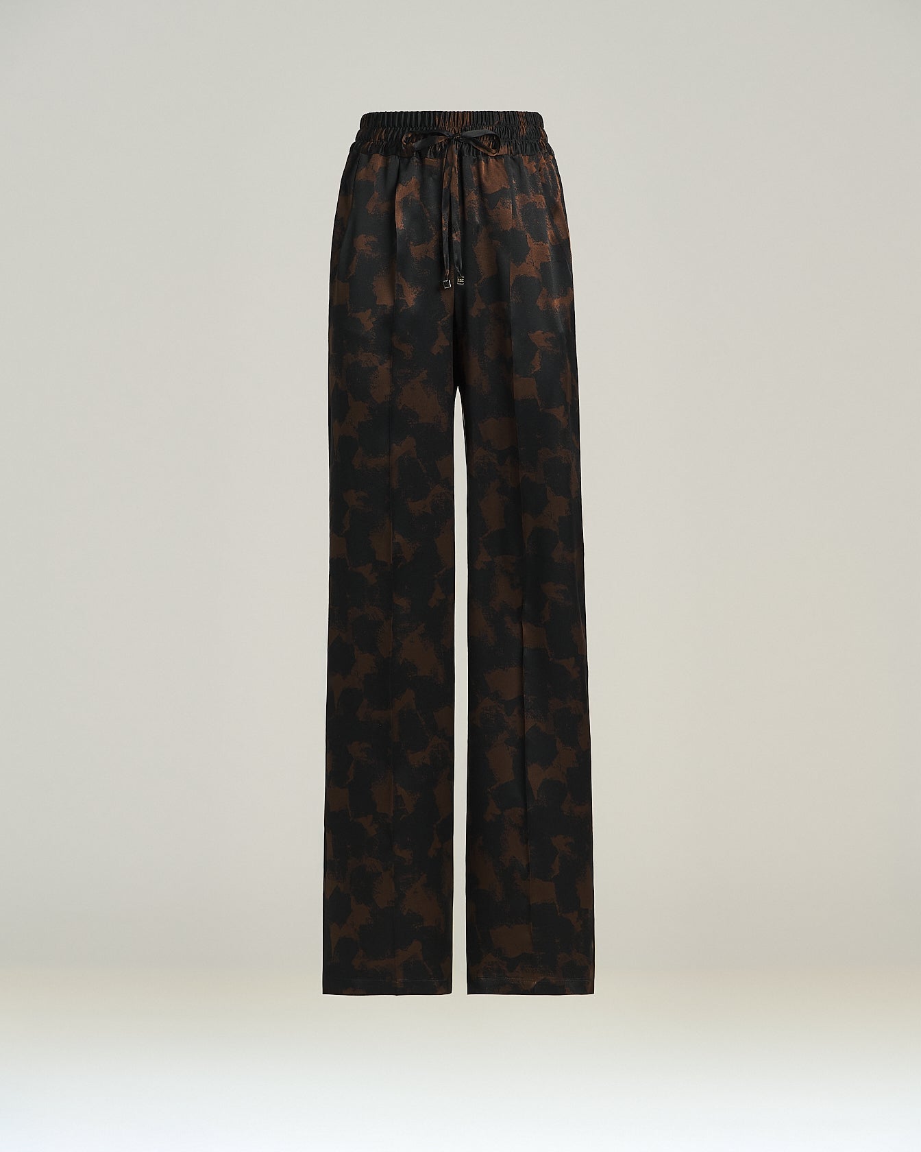 Kiton Seidenhose Braun Abstract-Print Wide-Leg Gr. 40