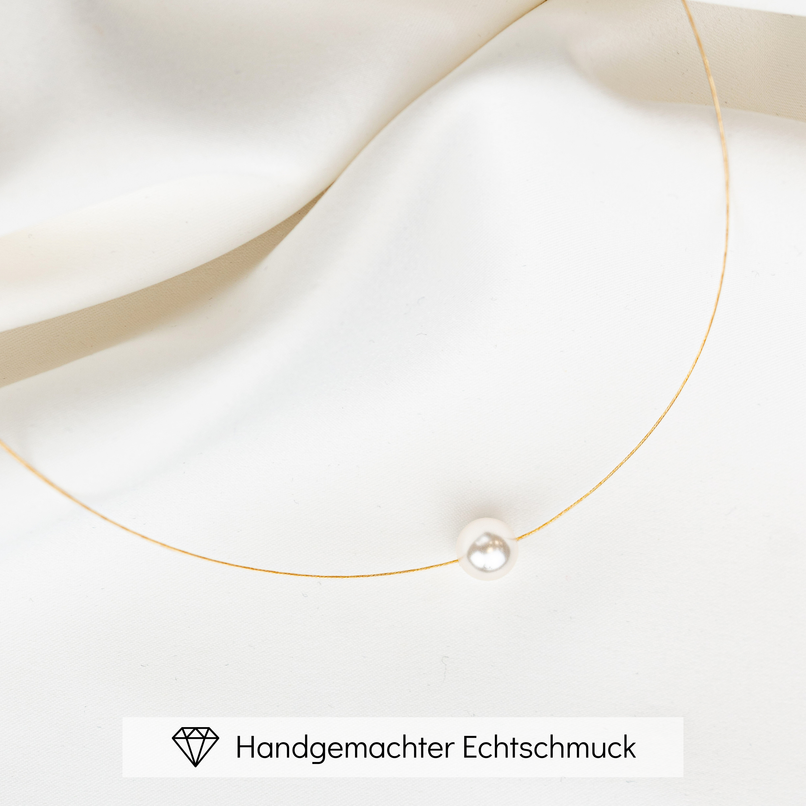 Perlenbräute Perla 8mm Braut Halsreif Perle Gold 40-43cm