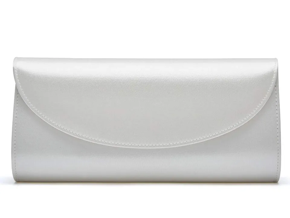 Rainbow Club Handbags Celinde Clutch Ivory Satin Kette