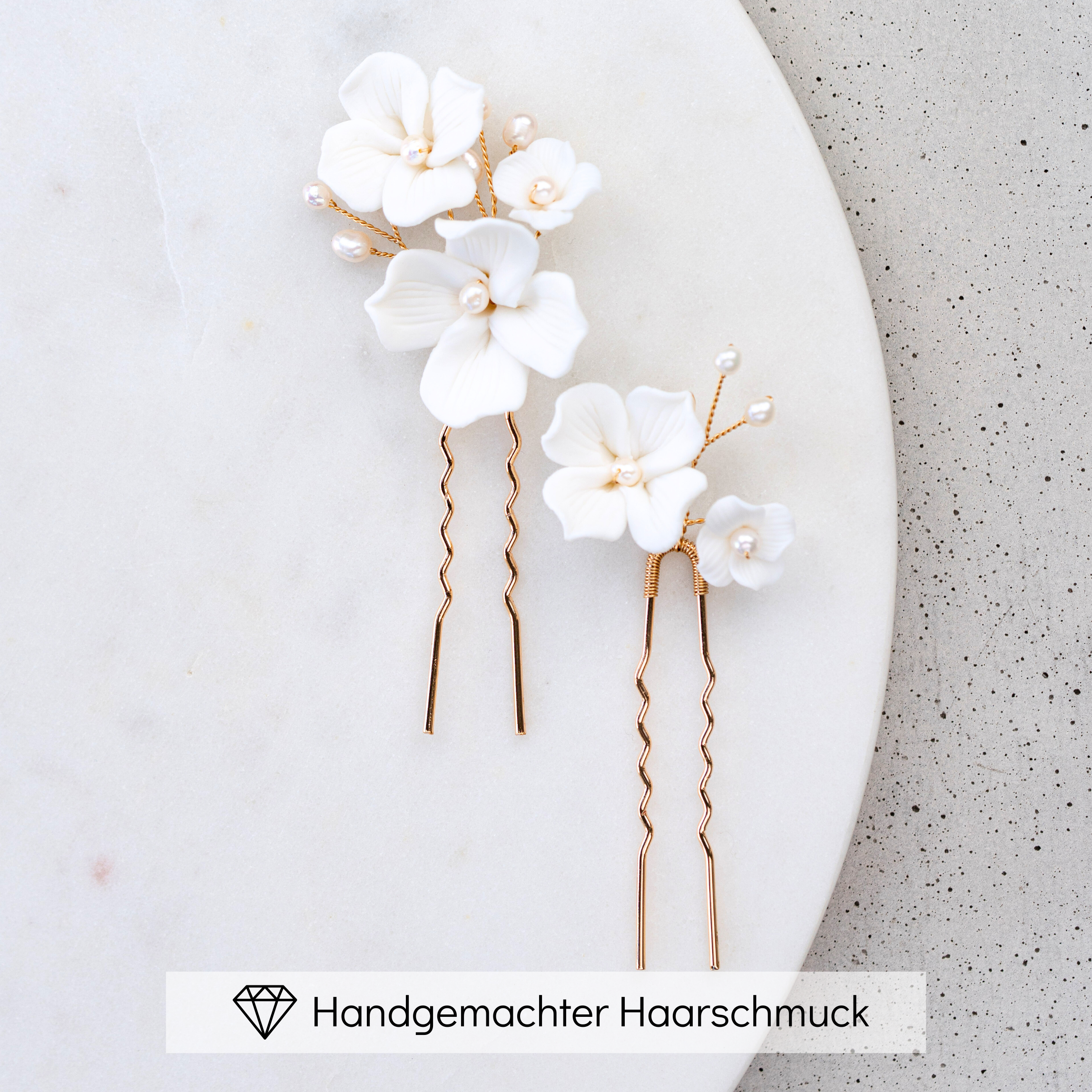 Perlenbräute Haarschmuck Coco Haarnadeln 2er Set Gold Perlen