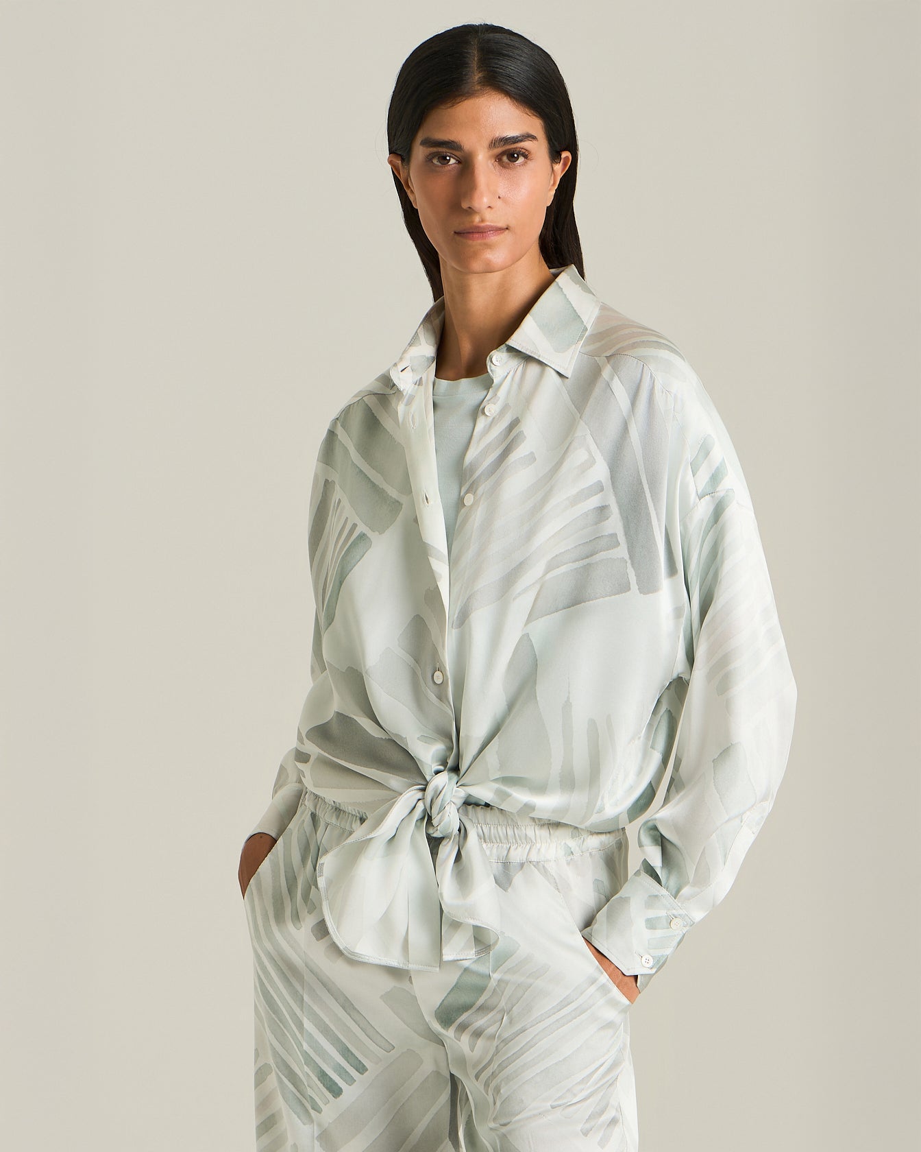 Kiton Ethnic Brush Seidenhemd Oversize Seide