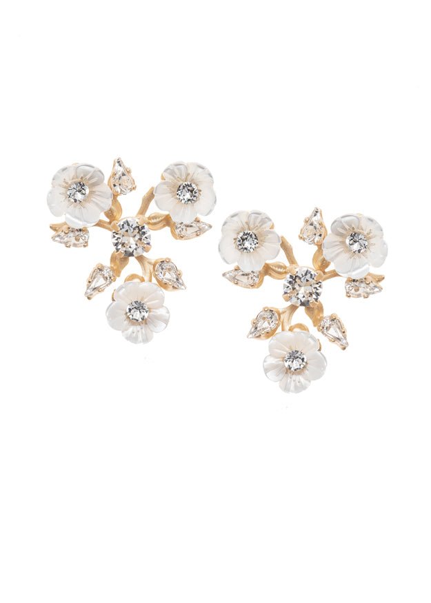 Elizabeth Bower Anemone Crystalette Ohrringe Mattgold Perlmutt