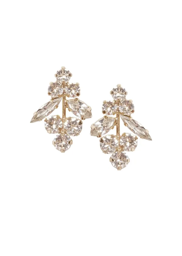 Elizabeth Bower Bud Crystal Ohrstecker Braut Rhodium Perle