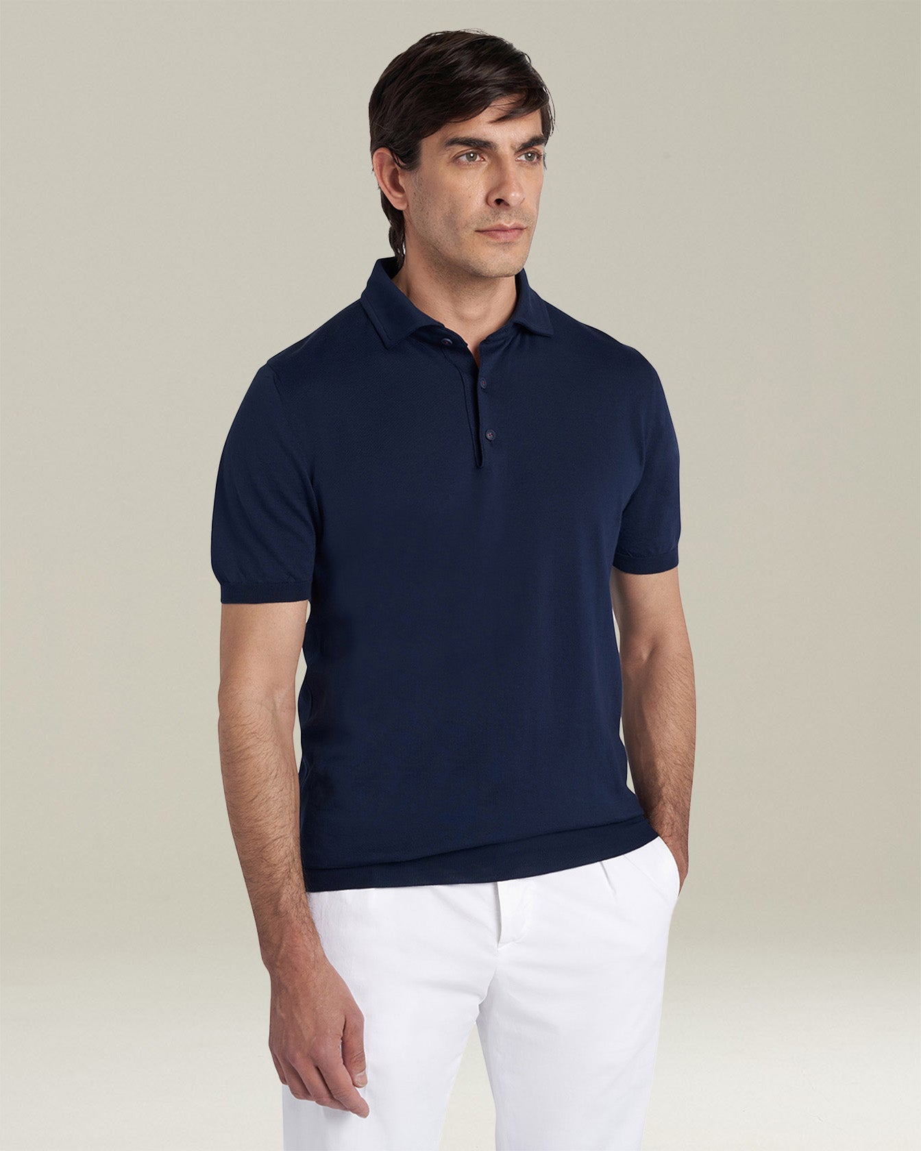 Kiton Polo Cotton Poloshirt Baumwolle Denimblau Herren