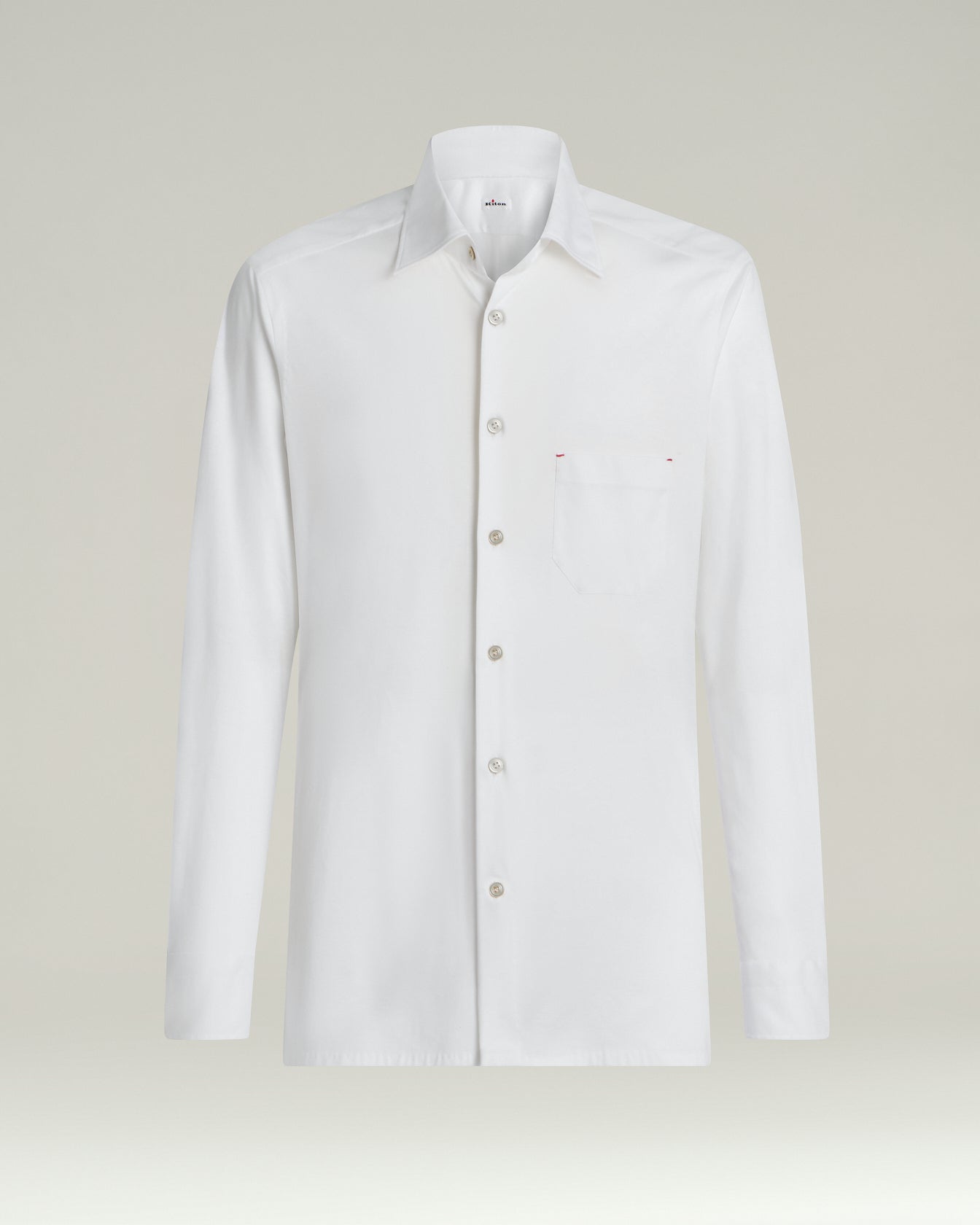 Kiton Shirts Nerano Hemd Weiß Baumwolle Brusttasche Gr.42