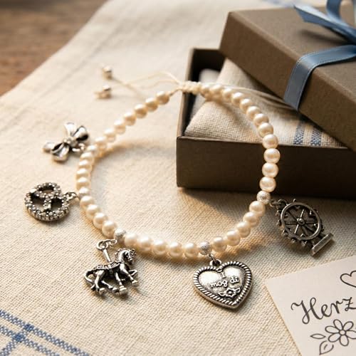 Alpenflüstern Oktoberfest DAB094 Perlenarmband creme-weiß Charm