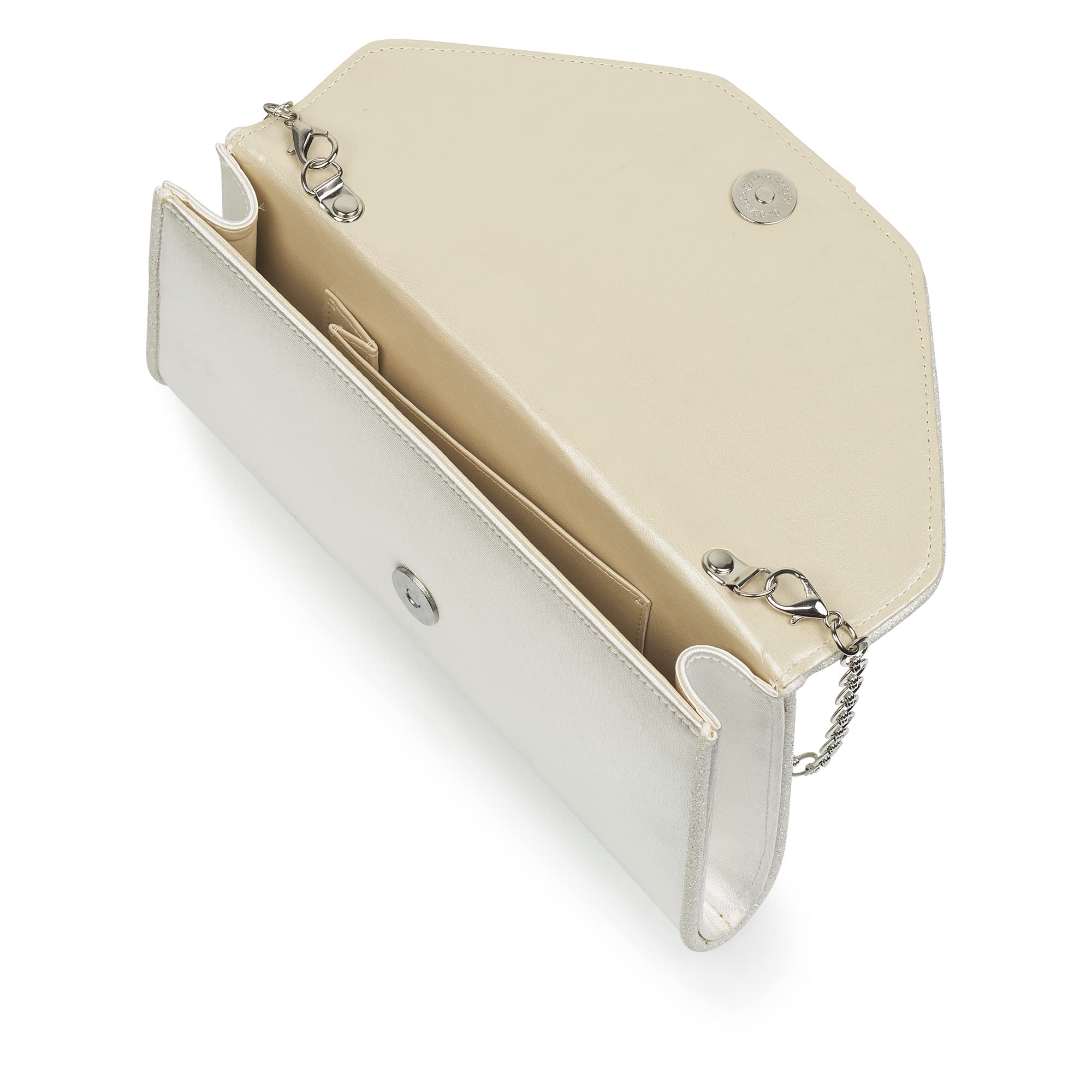 Rainbow Club Saskia Brauttasche Ivory Satin mit Silberkette
