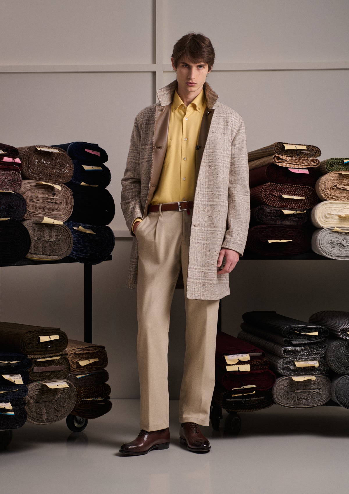 Kiton Shirts Ciro Hemd Gelb Baumwolle Patchtaschen
