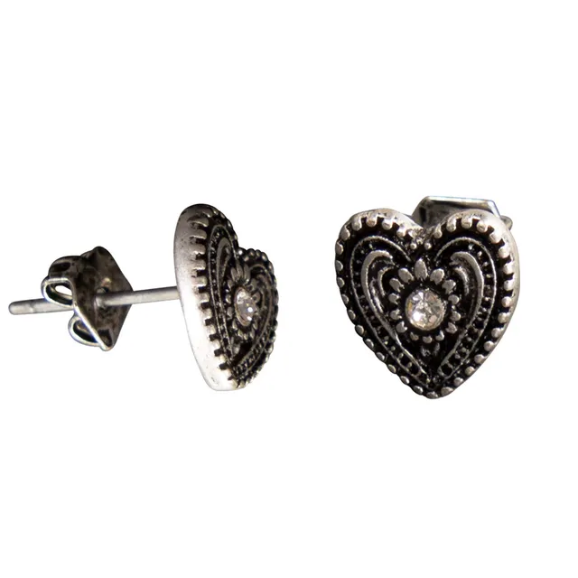 Alpenflüstern DAHEIM DOR047 Ohrstecker Herz Strass antik-silber