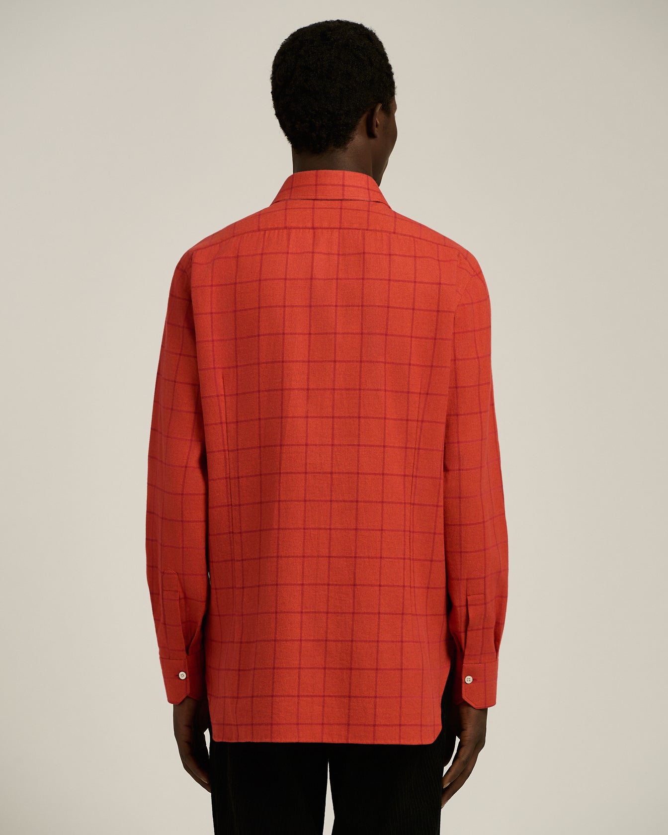 Kiton Flanell Hemd Herren Rot Kariert Baumwolle Gr. 40