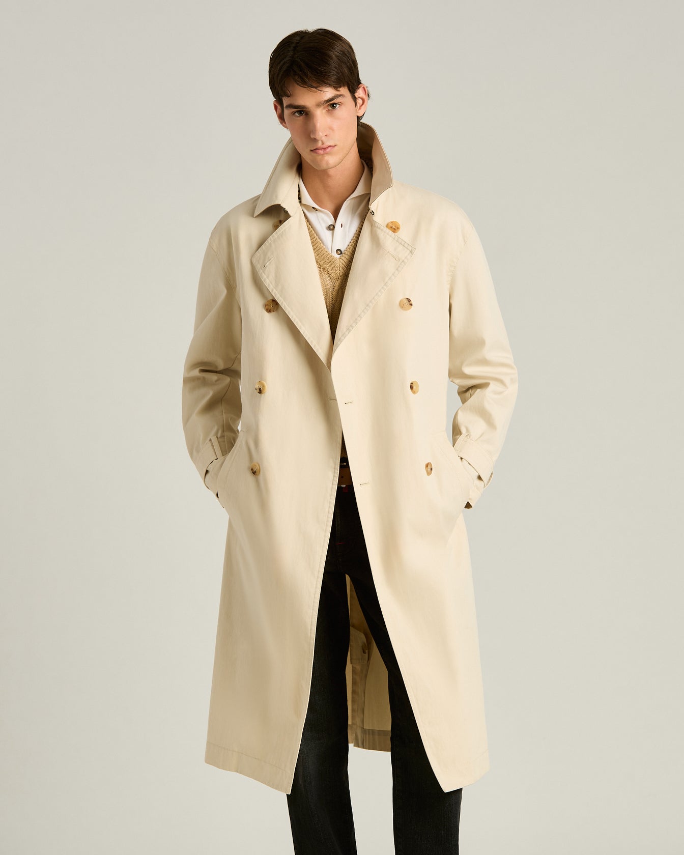 Kiton Trenchcoat Mantel Beige Größe 50