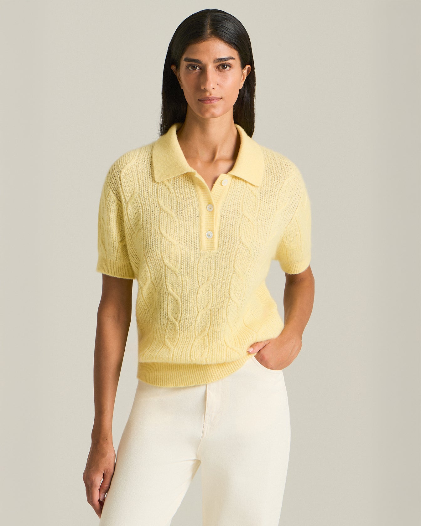 Kiton Strick-Polo Polohemd Damen Kaschmir Seide Gr.40 pastell