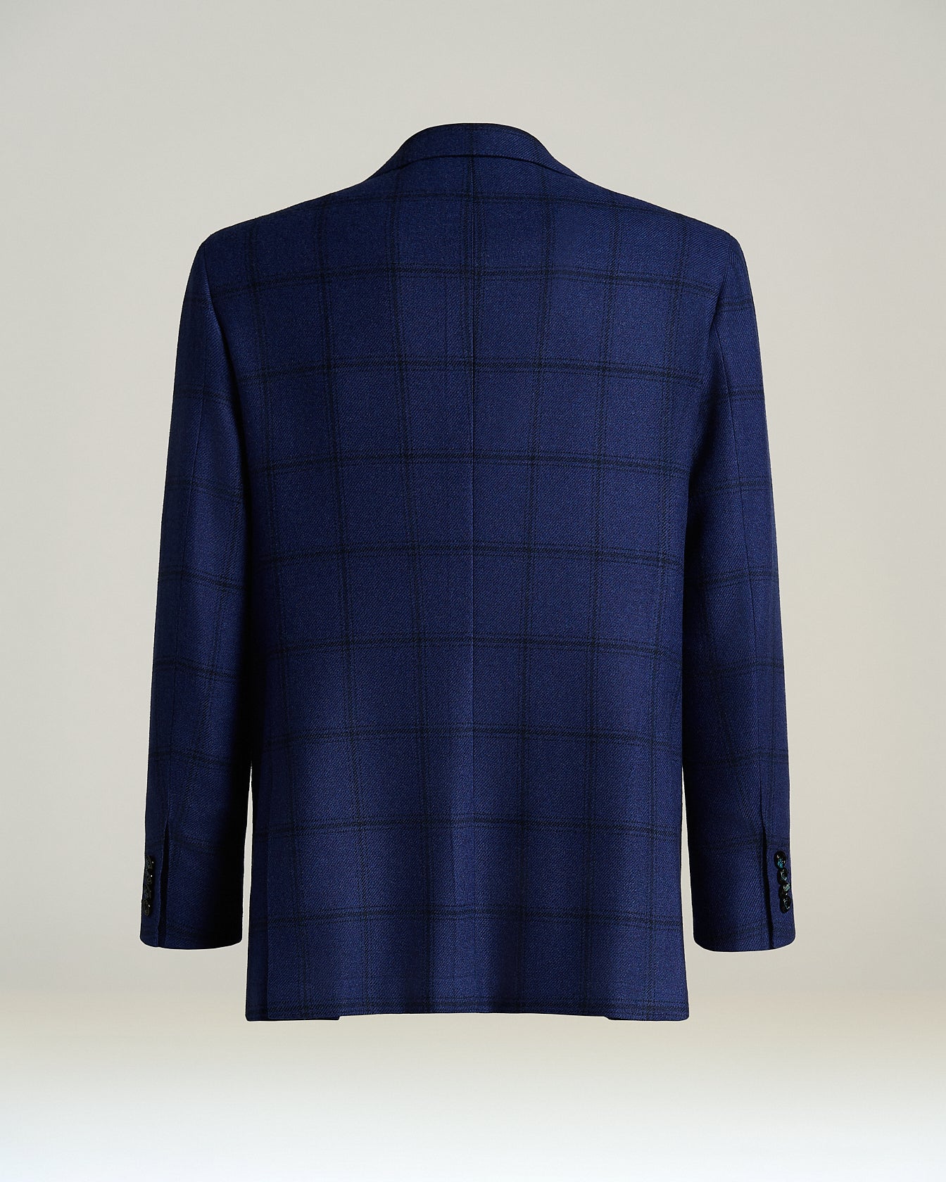 Kiton Blue Checked Pure Cashmere Sakko Kaschmir kariert blau