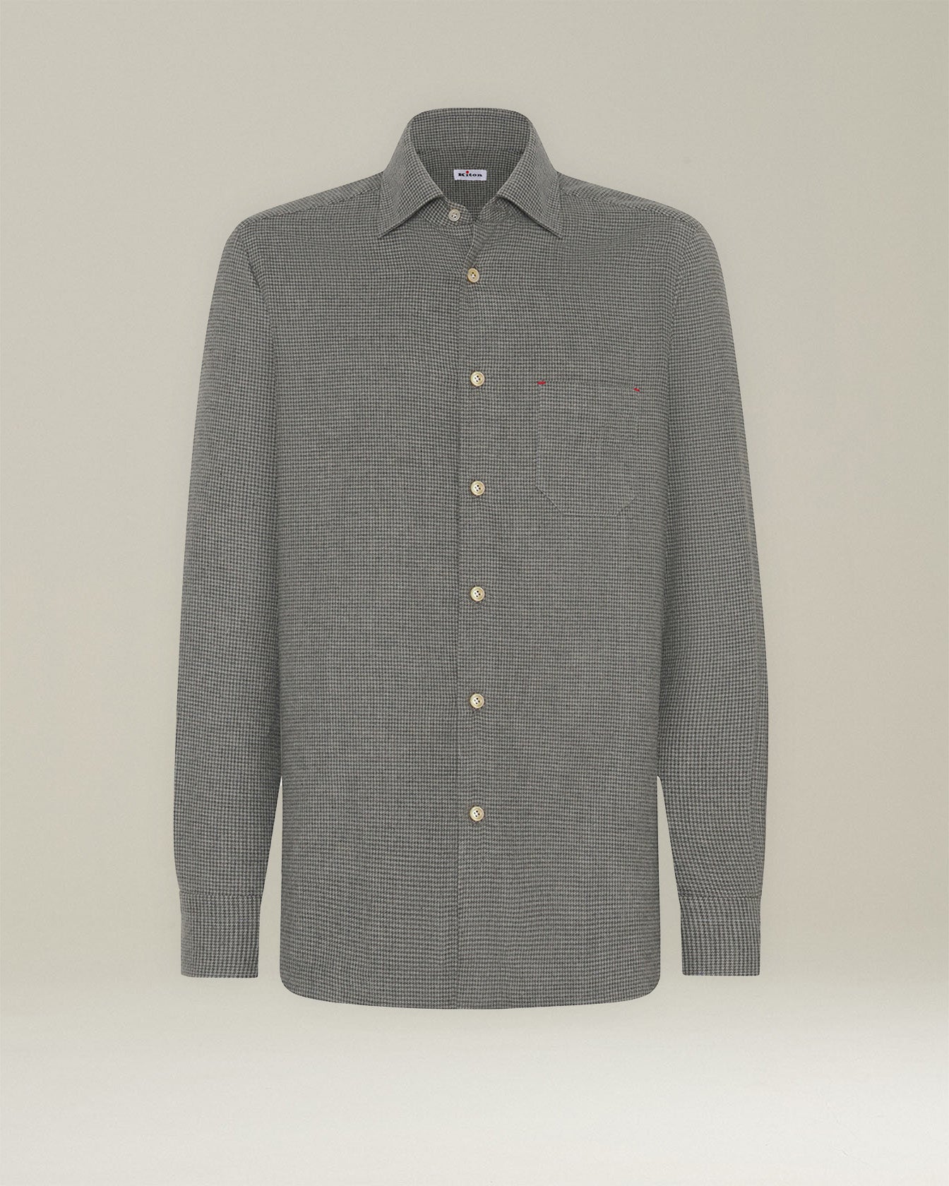 Kiton Nerano Hahnentritt Flanellhemd Baumwolle Gr. 40