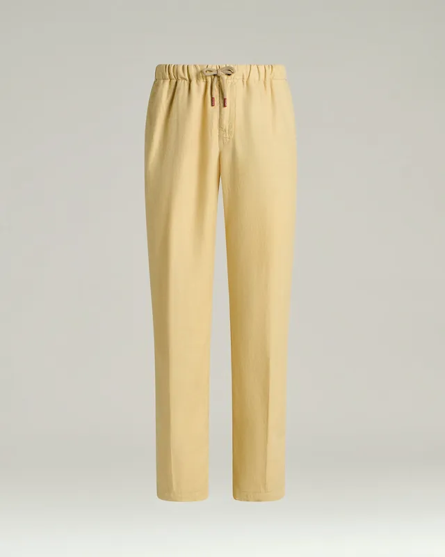 Kiton Leinen Baumwoll Hose Natur Elastan Gr. 34
