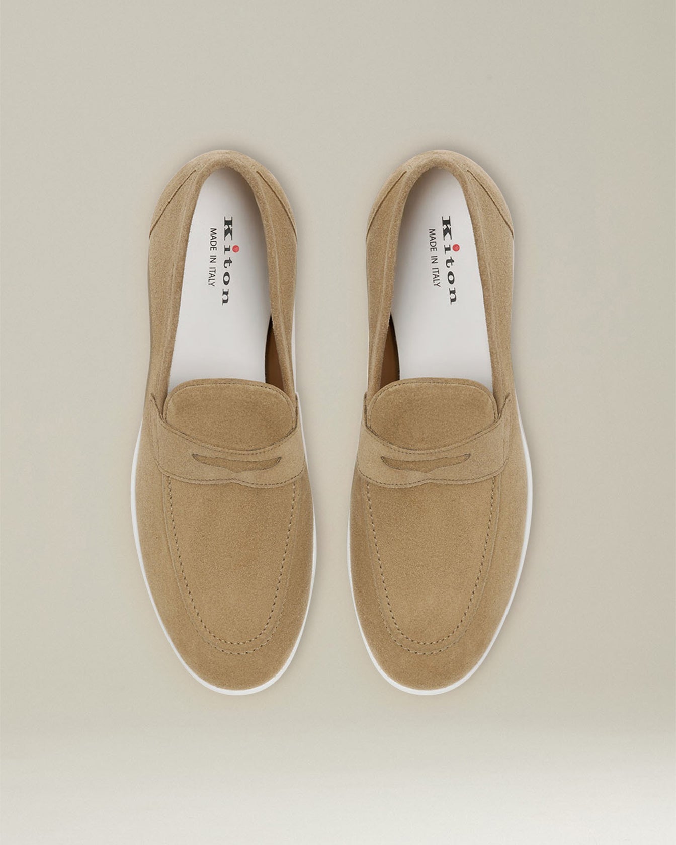Kiton Moka Mokassins Kalbsleder Velours beige