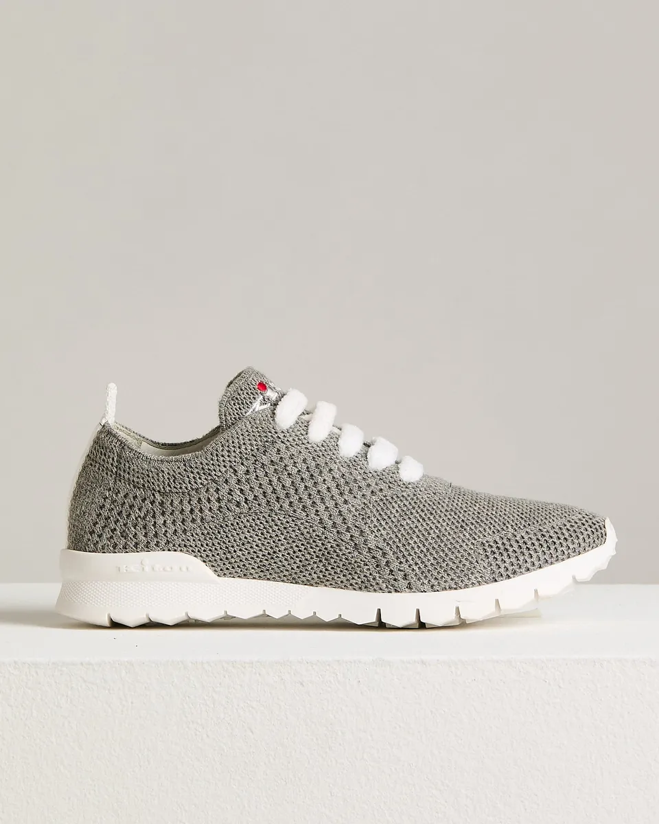 Kiton Fit Cashmere Sneaker Schuhe Hellgrau Strick