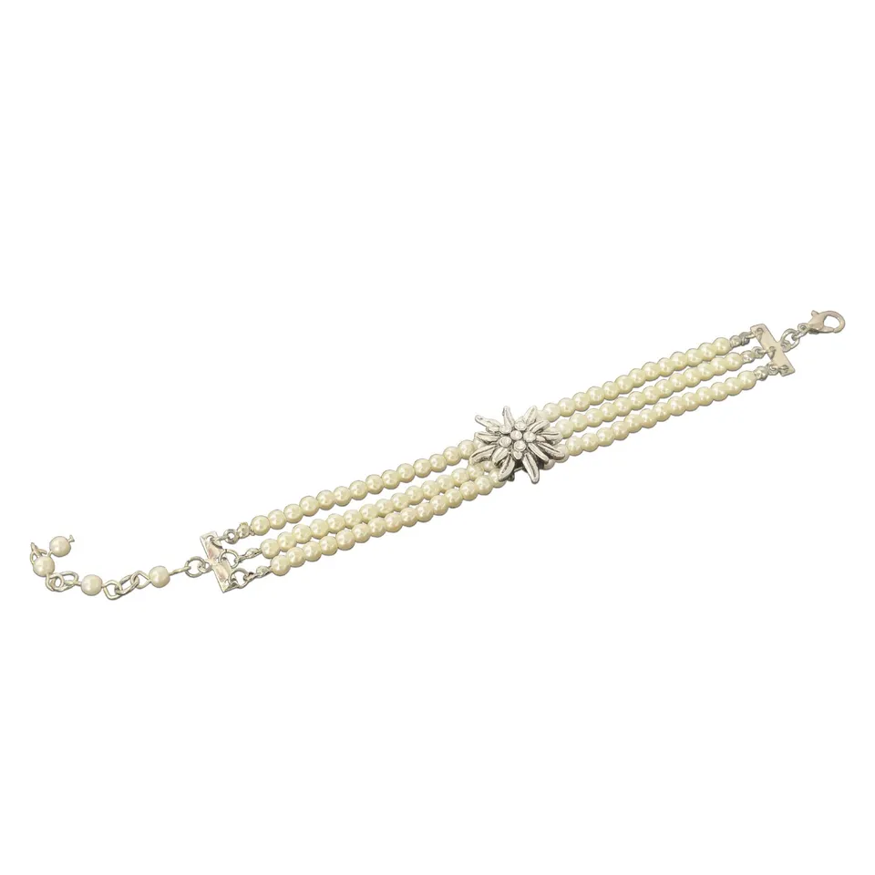 Alpenflüstern DAHEIM DAB082 Perlenarmkette Edelweiss 3-reihig creme