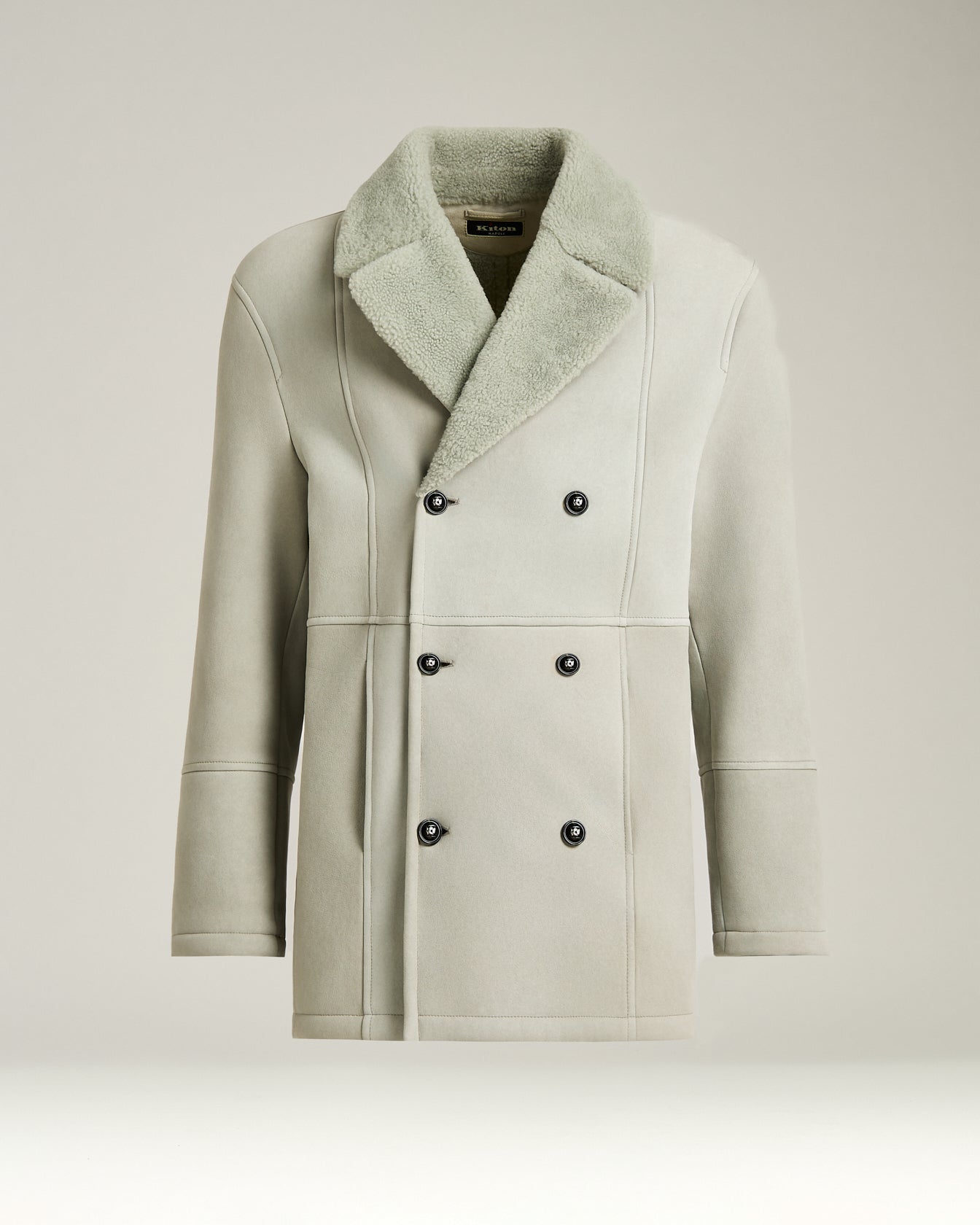 Kiton Outerwear Overcoat Zweireiher Lammfell Hellgrau 46-58