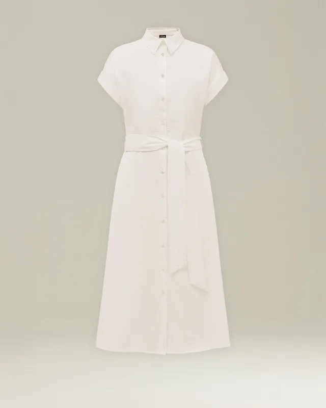 Kiton Dresses Cotton Day Dress Kleid Baumwolle Gürtel